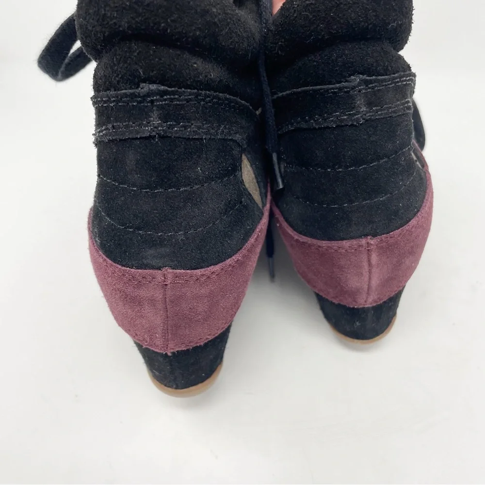 Ash Limited Bowie Wedge Sneaker Suede - Worn once - Size 40 Black Burgundy - Picture 6 of 10